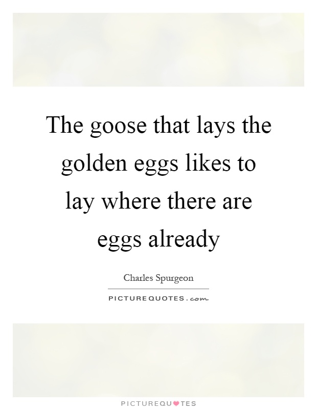 The goose that lays the golden eggs likes to lay where there are eggs already Picture Quote #1