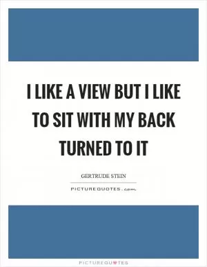 I like a view but I like to sit with my back turned to it Picture Quote #1