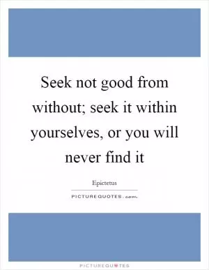 Seek not good from without; seek it within yourselves, or you will never find it Picture Quote #1