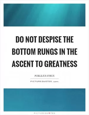 Do not despise the bottom rungs in the ascent to greatness Picture Quote #1