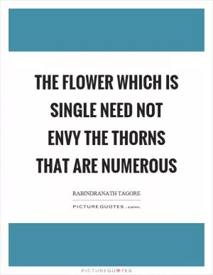 The flower which is single need not envy the thorns that are numerous Picture Quote #1