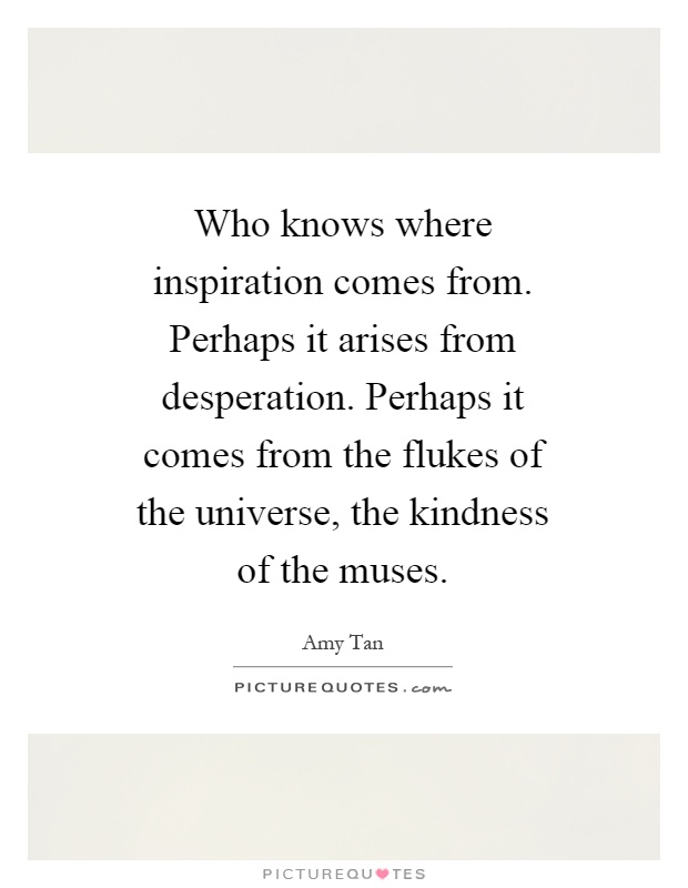 Who knows where inspiration comes from. Perhaps it arises from desperation. Perhaps it comes from the flukes of the universe, the kindness of the muses Picture Quote #1