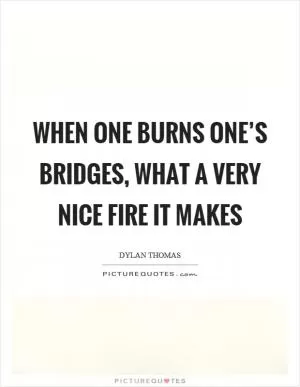 When one burns one’s bridges, what a very nice fire it makes Picture Quote #1