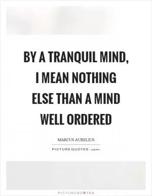 By a tranquil mind, I mean nothing else than a mind well ordered Picture Quote #1