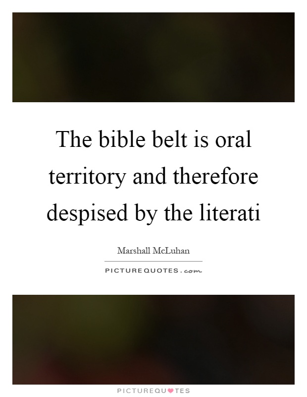 The bible belt is oral territory and therefore despised by the literati Picture Quote #1