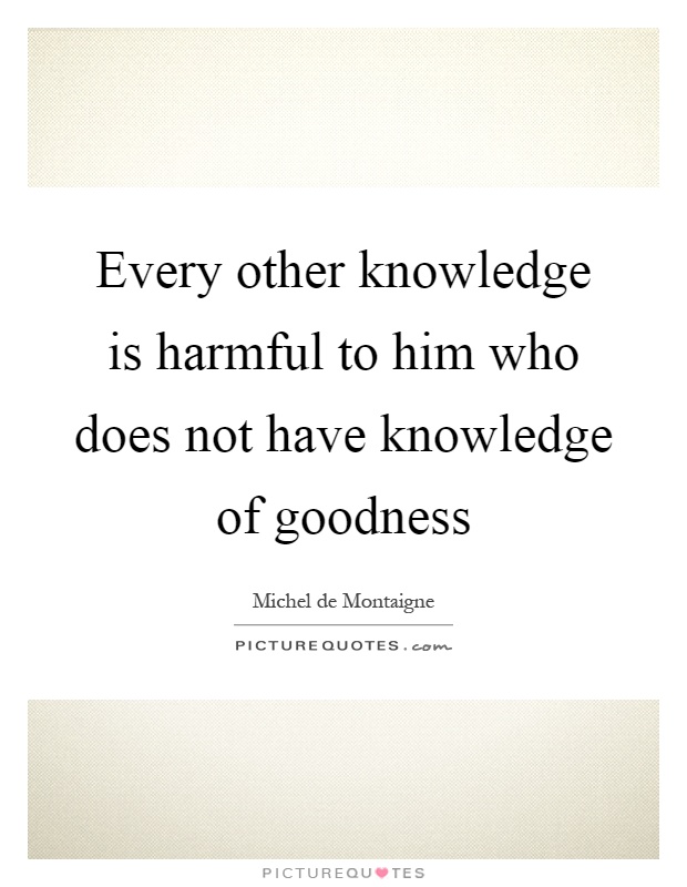 Every other knowledge is harmful to him who does not have knowledge of goodness Picture Quote #1