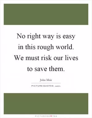 No right way is easy in this rough world. We must risk our lives to save them Picture Quote #1