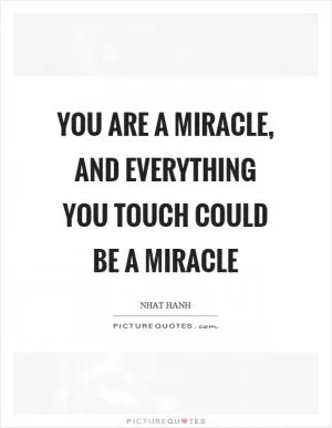 You are a miracle, and everything you touch could be a miracle Picture Quote #1