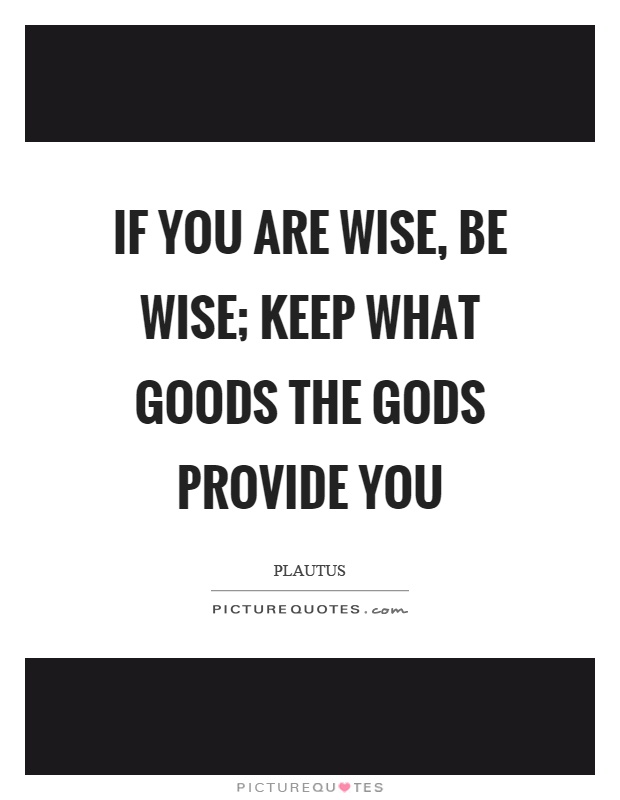 If you are wise, be wise; keep what goods the gods provide you Picture Quote #1