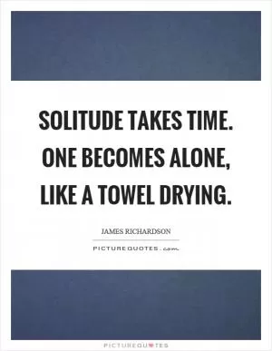 Solitude takes time. One becomes alone, like a towel drying Picture Quote #1