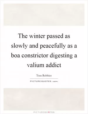 The winter passed as slowly and peacefully as a boa constrictor digesting a valium addict Picture Quote #1