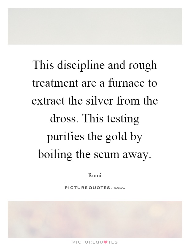 This discipline and rough treatment are a furnace to extract the silver from the dross. This testing purifies the gold by boiling the scum away Picture Quote #1