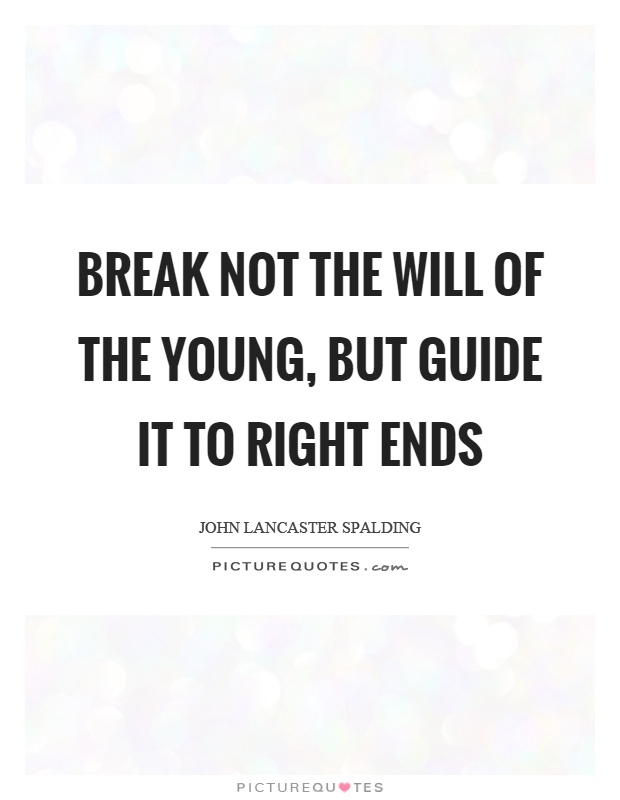 Break not the will of the young, but guide it to right ends Picture Quote #1