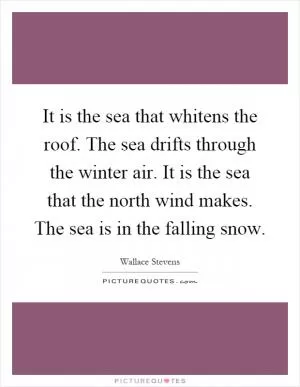 It is the sea that whitens the roof. The sea drifts through the winter air. It is the sea that the north wind makes. The sea is in the falling snow Picture Quote #1