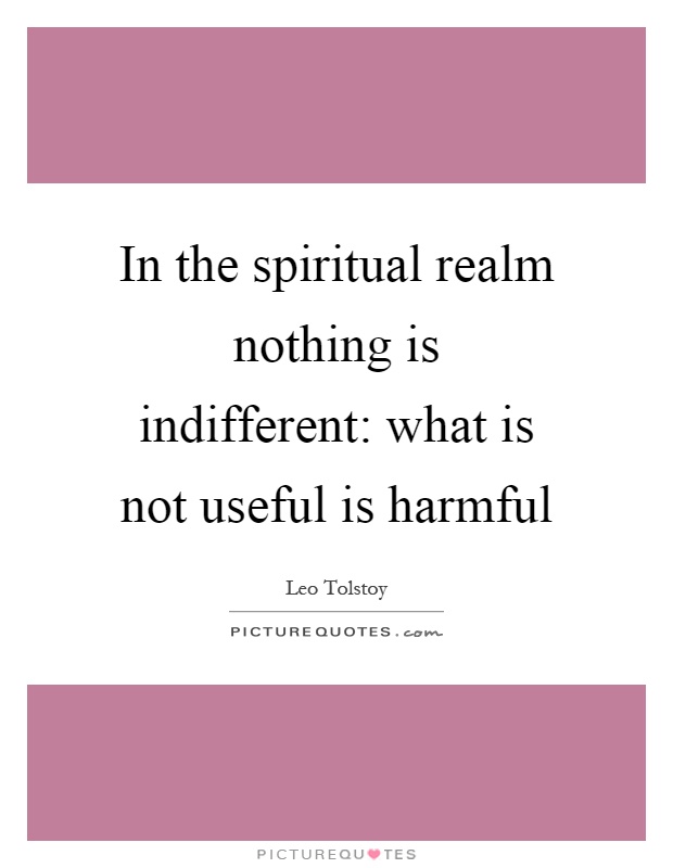 In the spiritual realm nothing is indifferent: what is not useful is harmful Picture Quote #1