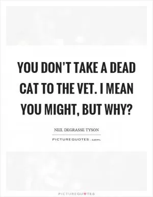 You don’t take a dead cat to the vet. I mean you might, but why? Picture Quote #1