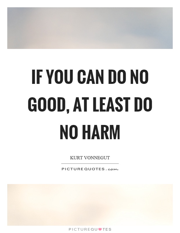 If you can do no good, at least do no harm Picture Quote #1