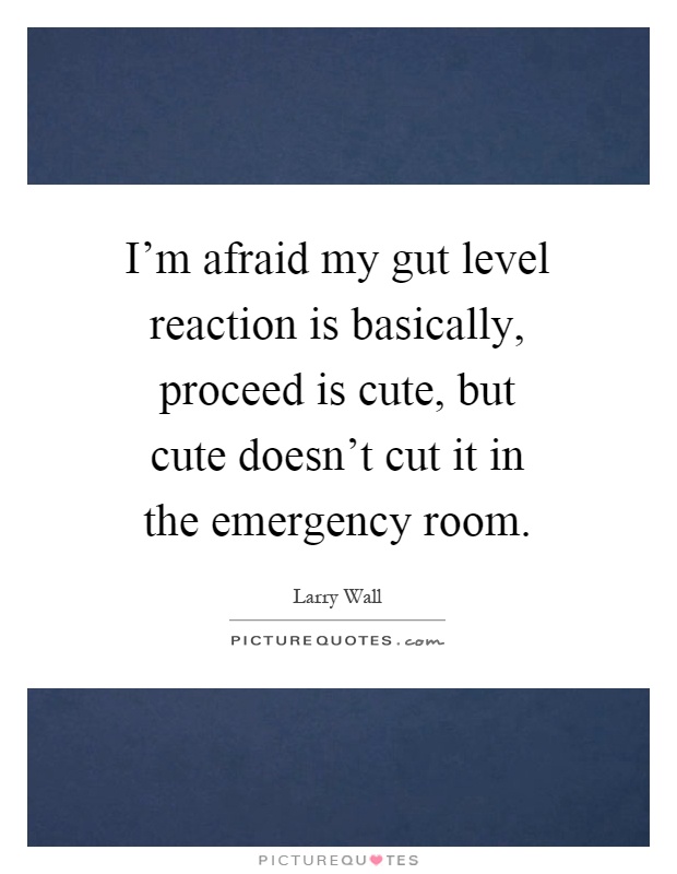 I'm afraid my gut level reaction is basically, proceed is cute, but cute doesn't cut it in the emergency room Picture Quote #1