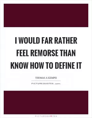 I would far rather feel remorse than know how to define it Picture Quote #1