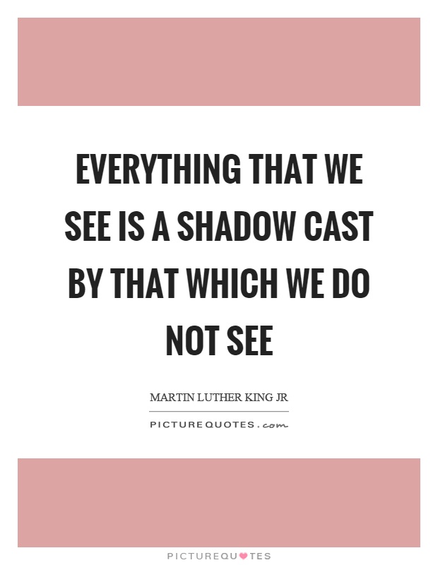 Everything that we see is a shadow cast by that which we do not see Picture Quote #1