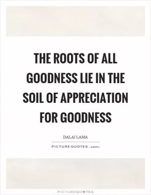The roots of all goodness lie in the soil of appreciation for goodness Picture Quote #1