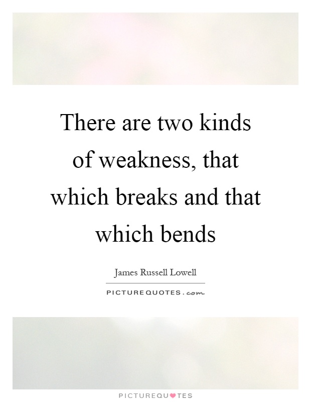 There are two kinds of weakness, that which breaks and that which bends Picture Quote #1