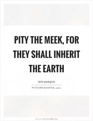 Pity the meek, for they shall inherit the earth Picture Quote #1