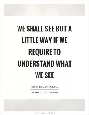 We shall see but a little way if we require to understand what we see Picture Quote #1