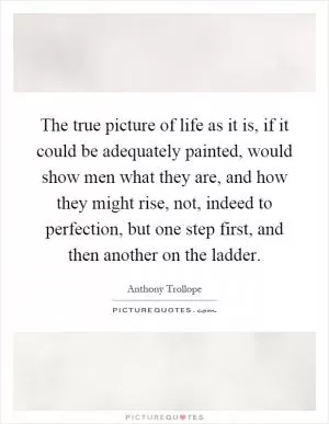The true picture of life as it is, if it could be adequately painted, would show men what they are, and how they might rise, not, indeed to perfection, but one step first, and then another on the ladder Picture Quote #1