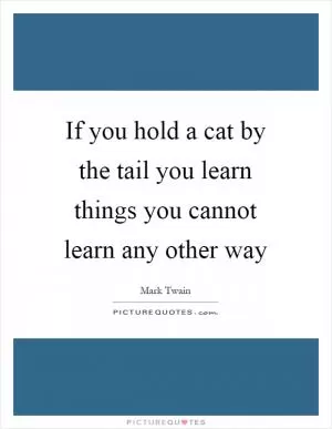 If you hold a cat by the tail you learn things you cannot learn any other way Picture Quote #1