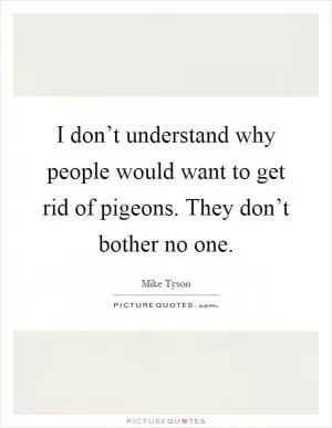 I don’t understand why people would want to get rid of pigeons. They don’t bother no one Picture Quote #1