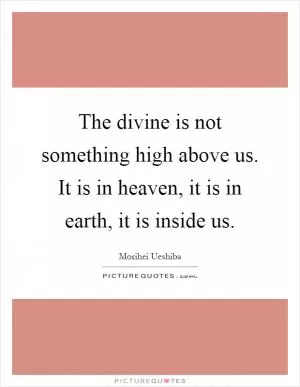 The divine is not something high above us. It is in heaven, it is in earth, it is inside us Picture Quote #1