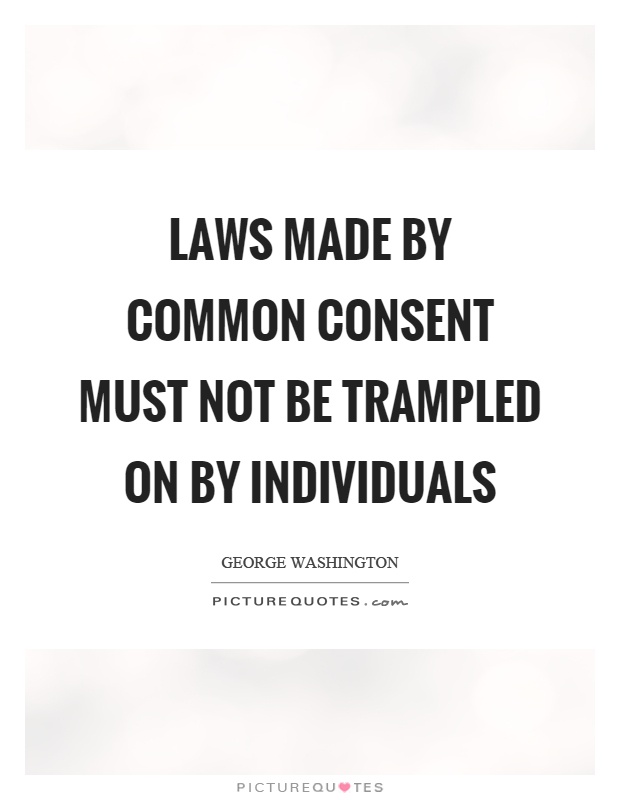 Laws made by common consent must not be trampled on by individuals Picture Quote #1