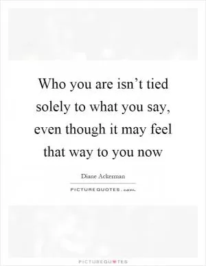 Who you are isn’t tied solely to what you say, even though it may feel that way to you now Picture Quote #1
