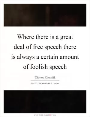 Where there is a great deal of free speech there is always a certain amount of foolish speech Picture Quote #1