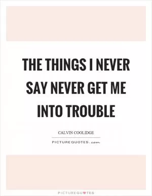 The things I never say never get me into trouble Picture Quote #1