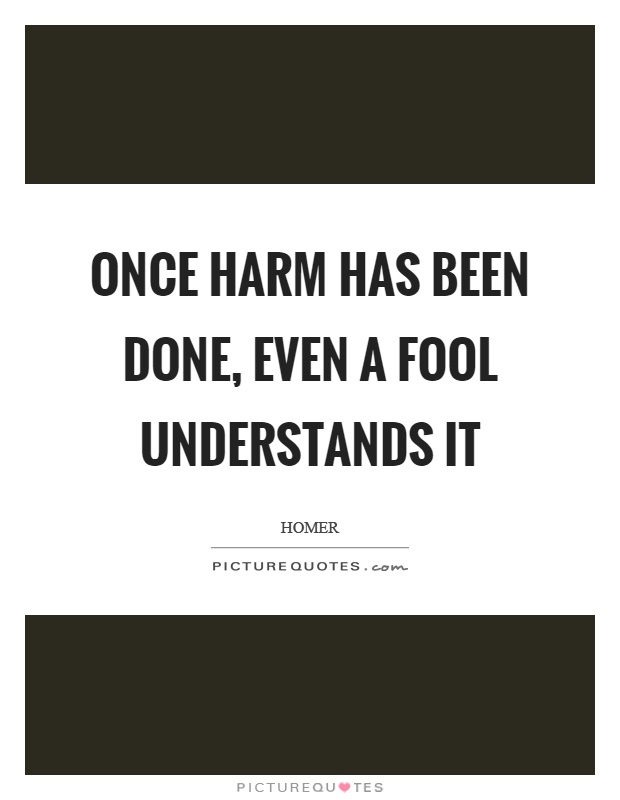 Once harm has been done, even a fool understands it Picture Quote #1