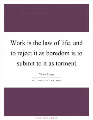 Work is the law of life, and to reject it as boredom is to submit to it as torment Picture Quote #1