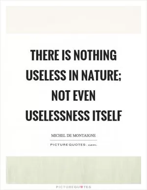There is nothing useless in nature; not even uselessness itself Picture Quote #1