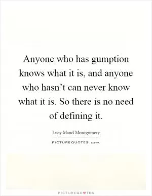 Anyone who has gumption knows what it is, and anyone who hasn’t can never know what it is. So there is no need of defining it Picture Quote #1