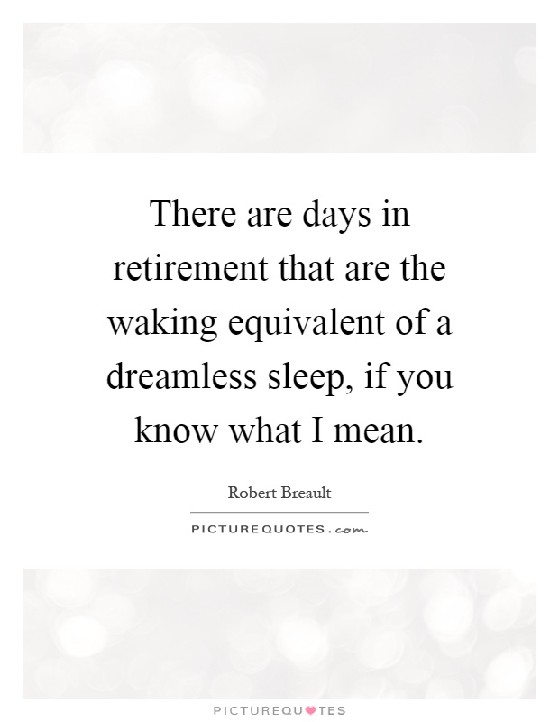 There are days in retirement that are the waking equivalent of a dreamless sleep, if you know what I mean Picture Quote #1