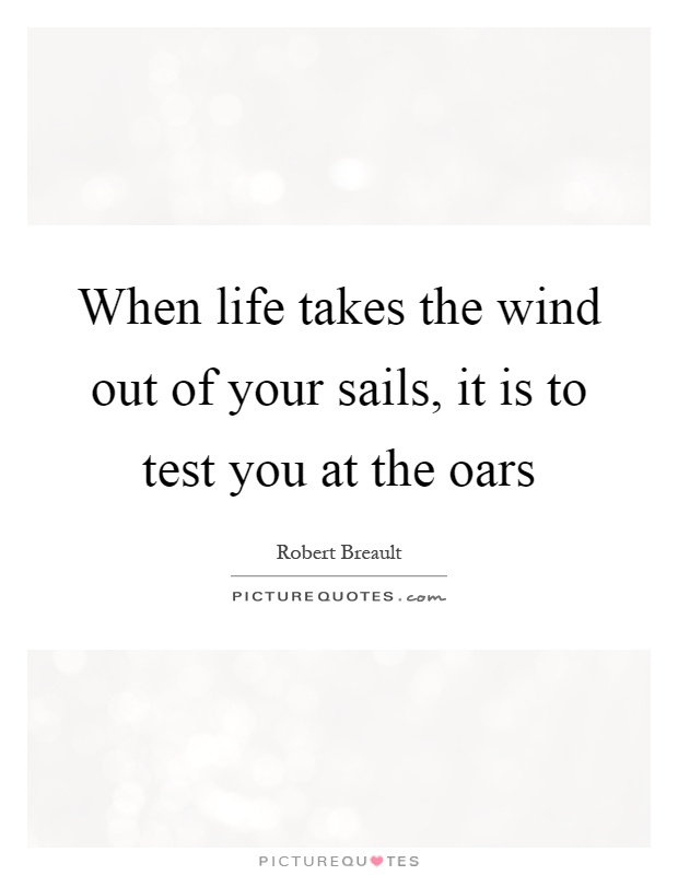 When life takes the wind out of your sails, it is to test you at the oars Picture Quote #1