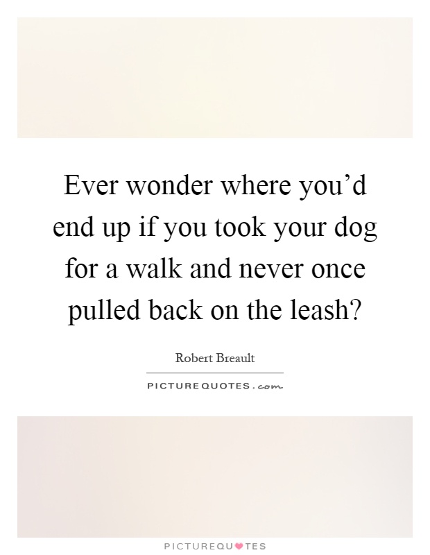 Ever wonder where you'd end up if you took your dog for a walk and never once pulled back on the leash? Picture Quote #1