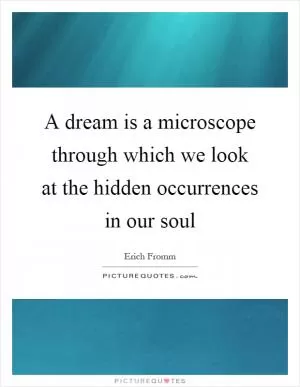 A dream is a microscope through which we look at the hidden occurrences in our soul Picture Quote #1