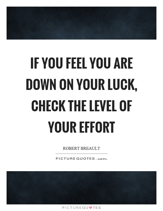 If you feel you are down on your luck, check the level of your effort Picture Quote #1