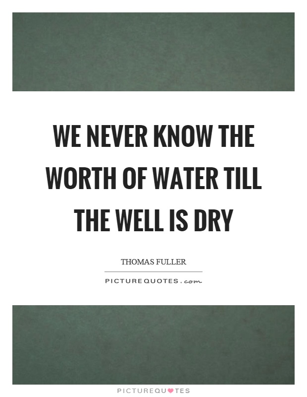 We never know the worth of water till the well is dry Picture Quote #1
