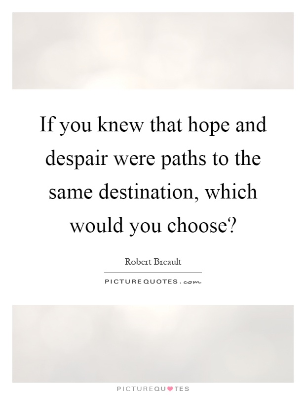 If you knew that hope and despair were paths to the same destination, which would you choose? Picture Quote #1