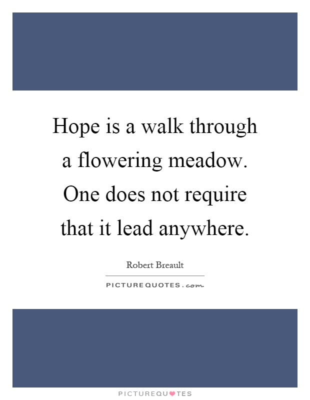 Hope is a walk through a flowering meadow. One does not require that it lead anywhere Picture Quote #1