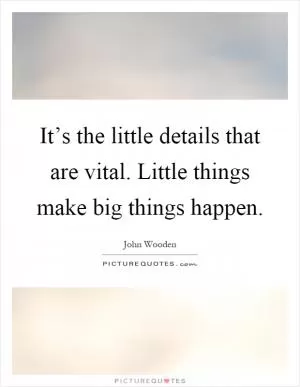 It’s the little details that are vital. Little things make big things happen Picture Quote #1