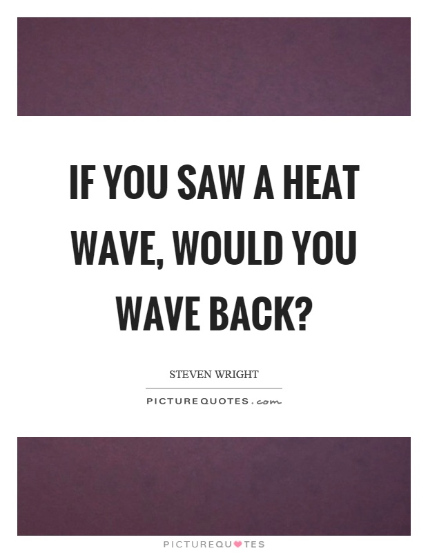 If you saw a heat wave, would you wave back? Picture Quote #1